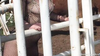 Nude Blonde and Horse: Farm Photo Shoot into Mexico