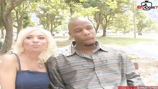 Blonde ex-wife with long jugs likes the white penis more