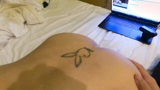 Disco Booty-Plug Hand Job While Watching Porn