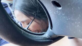 Hispanic hoe didn’t know I was recording her sloppy fellatio into the vehicle!