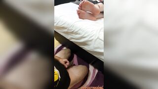 Fem Dom old Princess let me cum on her wrinkled soles like submissive feet sub