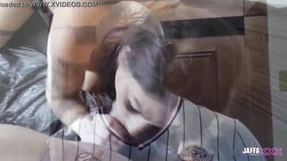 Jaffa XXX Tattooing Pornstars, with blonde bomb Lily Veroni, facefuck,
