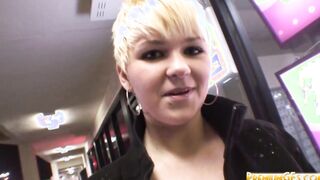pov blonde whore eats cock