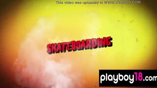 Badass skater Goddess Aiden Ashley and her long boobed GFs