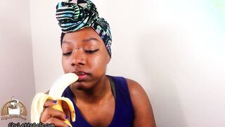 Mommy Banana Blow Job Bushy Twat Tease by African mom