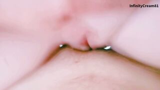 My fiance ride and grinds my dick to orgasm showing her amazingly hot clitoris