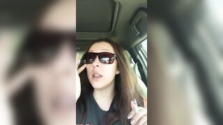 Hottie D Smoking in the Car Wearing Sunglasses and Complaining About Line