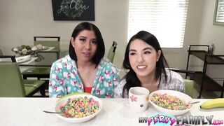 Beauty eastern 3 Way with Barely Legal Step Daughters for Christmas