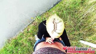 Naughty outside pounded: tattooed old skank Harleen van Hynten gets
