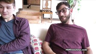 Risky fuck with huge boobed cougar in the kitchen