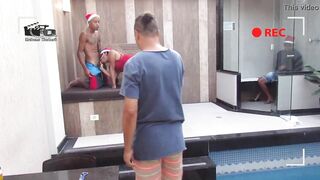 Backstage: Recording backstage Christmas movie. Rubens Badaro Wallif Santos (
