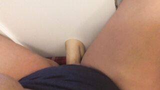 Sexsual lusty mom mounts sex toy and fucks it til she jizzes