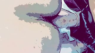 Lover fucks a sub and slides his bj on the restroom
