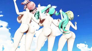 【MMD R-18 year old SEX DANCE】PERFECT DELICIOUS WHITE BUTTOCKS SWEET SATISFACTION ON THE BEACH 甘いお尻 [MMD]