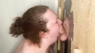 Slutwife servicing random dicks at the glory hole gloryhole deep throat facefuck cumslut cumdump