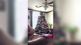 Quick Corona Christmas fucked on couch inside front of tree. Suck and cowgirl nailed