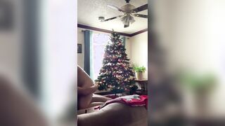 Quick Corona Christmas fucked on couch inside front of tree. Suck and cowgirl nailed