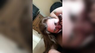 White BBW blows this ebony dick