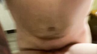 Eighteen stepsister receives a deep cumshot and squirts pov