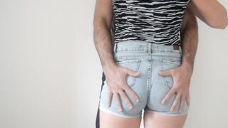 Luli gets touched into Beauty tight blue jeans shorts