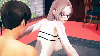 The boss fucks the secretary with glasses into the office