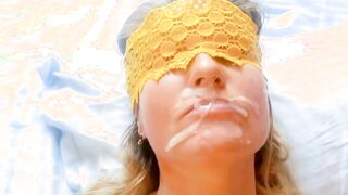 She happily keeping cum on her face! Cum Bimbo!!