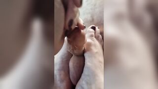 Showing Off and edging Daddy's dick with hands and foot #2