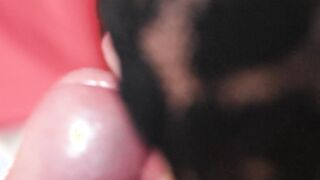 Stunning close up penis licking and toy play to make him cum buckets