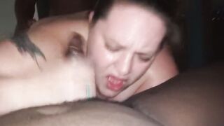 Bbw sucking off penis and getting pounded.