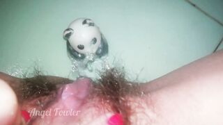 Lucky Panda gets big Golden shower from my unshaved chinese Snatch