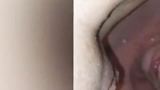 A fucker with a long cock banged a friend's ex-wife and finished inside the cunt, the cuckold hubby licks