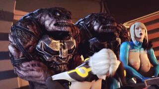 Samus and Christi plowed by lizardmen