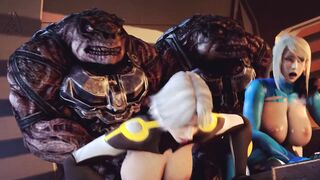 Samus and Christi plowed by lizardmen