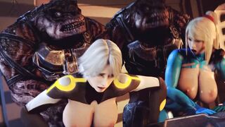 Samus and Christi plowed by lizardmen
