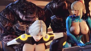 Samus and Christi plowed by lizardmen