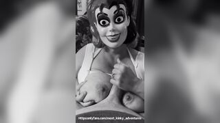 Dirty mask biggest oiled 44G boobs titfuck titjob hand job POV - cum 