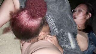 My dyke friend convinced me to let her eat my twat at the beach