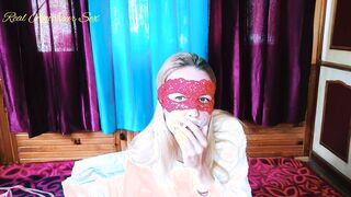 Cum on face and Cigarette inside Mouth - Cum Leaking mom Hands