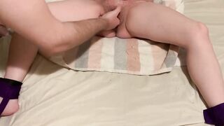 Pregnant little bimbo restrained and fingers - jizzes rough squirts and loves it - erotic slim whore