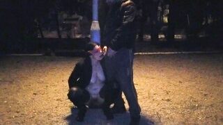 A submissive hoe wifey takes my piss into her mouth into a outside park