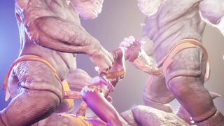 goddess furry sex with Ebony | Gang Bang with 3 dicks | 60FPS