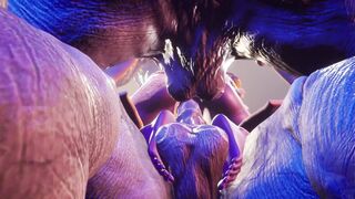 goddess furry sex with Ebony | Gang Bang with 3 dicks | 60FPS