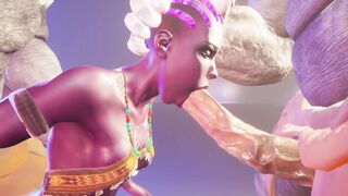 goddess furry sex with Ebony | Gang Bang with 3 dicks | 60FPS