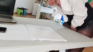 Cougar stuck on the table for fetish and plowed by Pablo