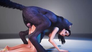 Werewolf Mates with Hottie | Huge Dick Monster | 3D Porn Wild Life