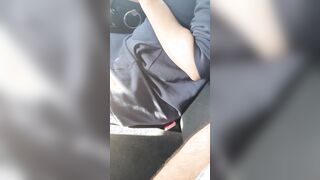 Step sister took 30 seconds to make mature step brother Cum into Front Vehicle Seat on her snatch