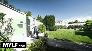 Mylf Labs - Lucky Stud Peeks Under His Skinny Milf Maid's Skirt And Sees A Ass Plug - Full Sex Tape