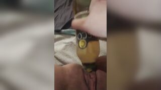 Chubby twat pounded with a bottle