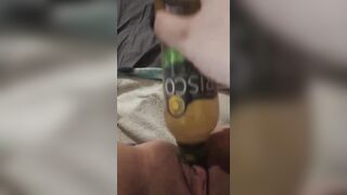 Chubby twat pounded with a bottle