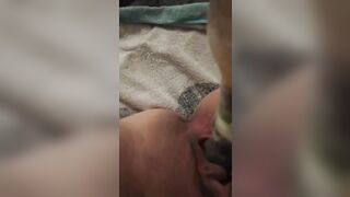 Chubby twat pounded with a bottle